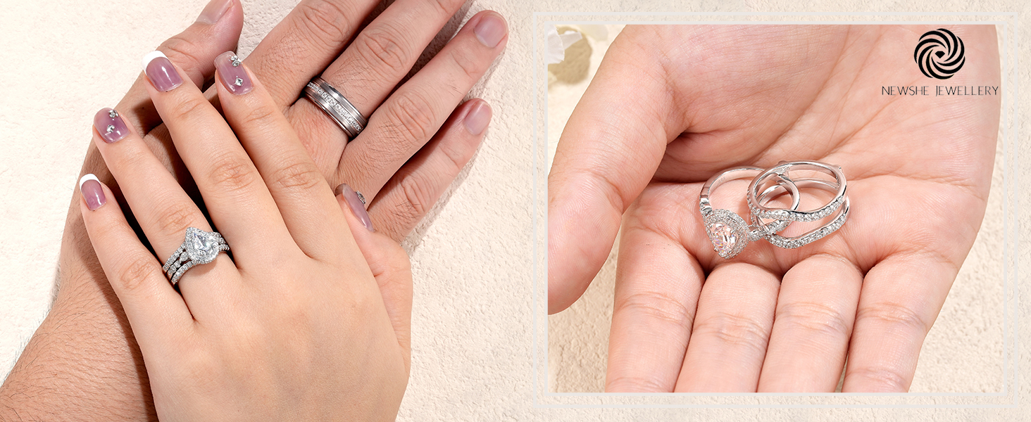 Amazon.com: Newshe Jewellery Wedding Ring Sets for Him and Her