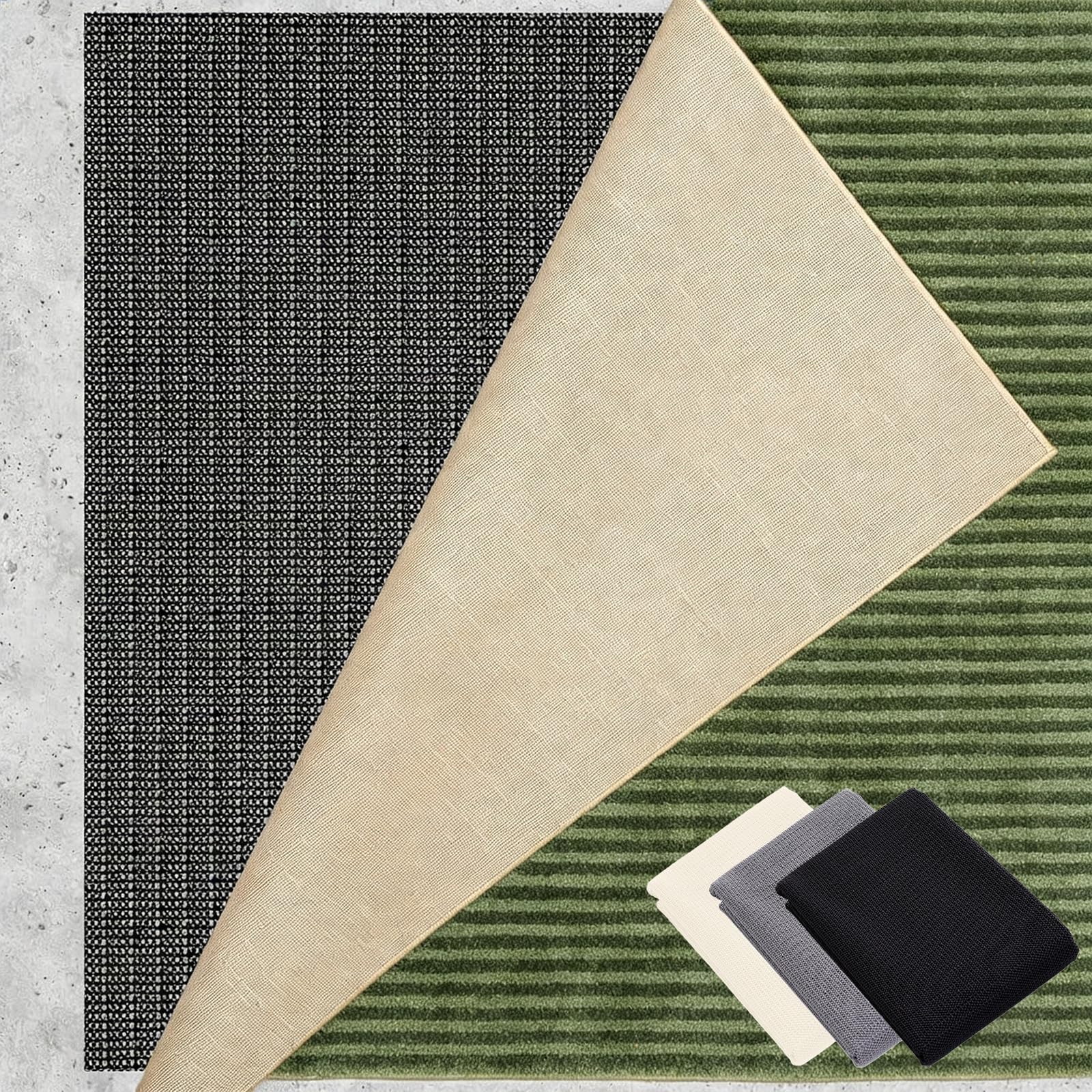 Rutschmatte Teppich 195 x 280 cm Waschbare, Wiederverwendbare, Hält Ecken Flach, Zuschneidbar, Antirutschunterlage für Teppich Universell Einsetzbar für Alle Böden, Schwarz