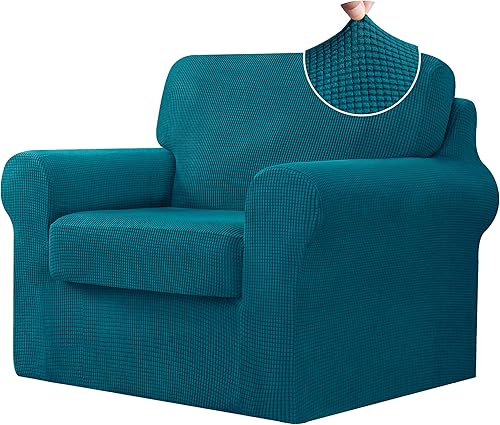 Miniatura 73 de CHUN YI Fundas de sofá de 7 piezas, fundas de sofá lavables, funda elástica para sofá de 3 cojines con respaldo y fundas de cojín separadas, Azul