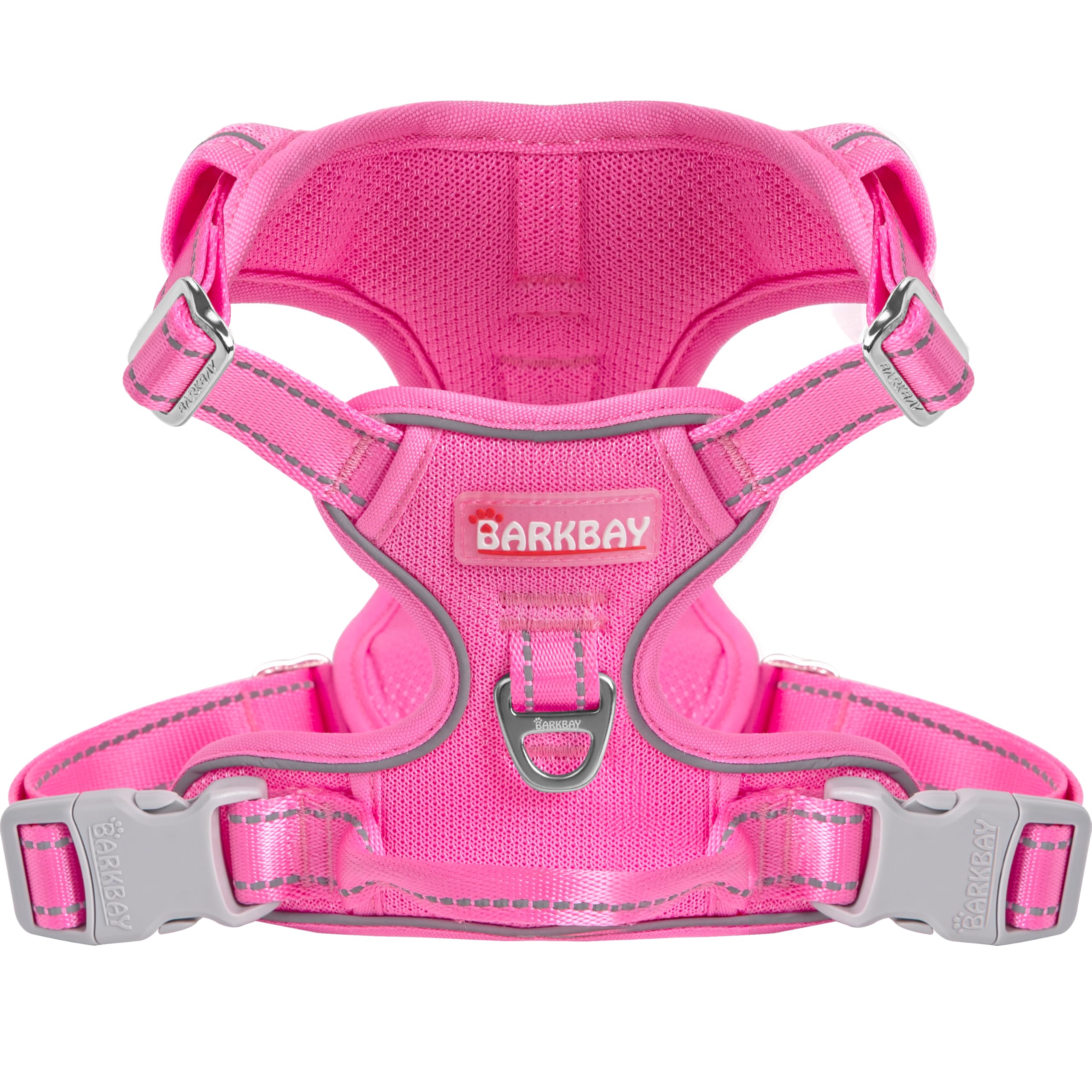BARKBAY Dog Harness No Pull Mesh for Large Dogs - Adjustable, Reflective, Comfortable, No Choke, Heavy-Duty - Perfect for Outdoor Training, Walking, and Hiking - Strong & Durablee - XL & Pink Mesh