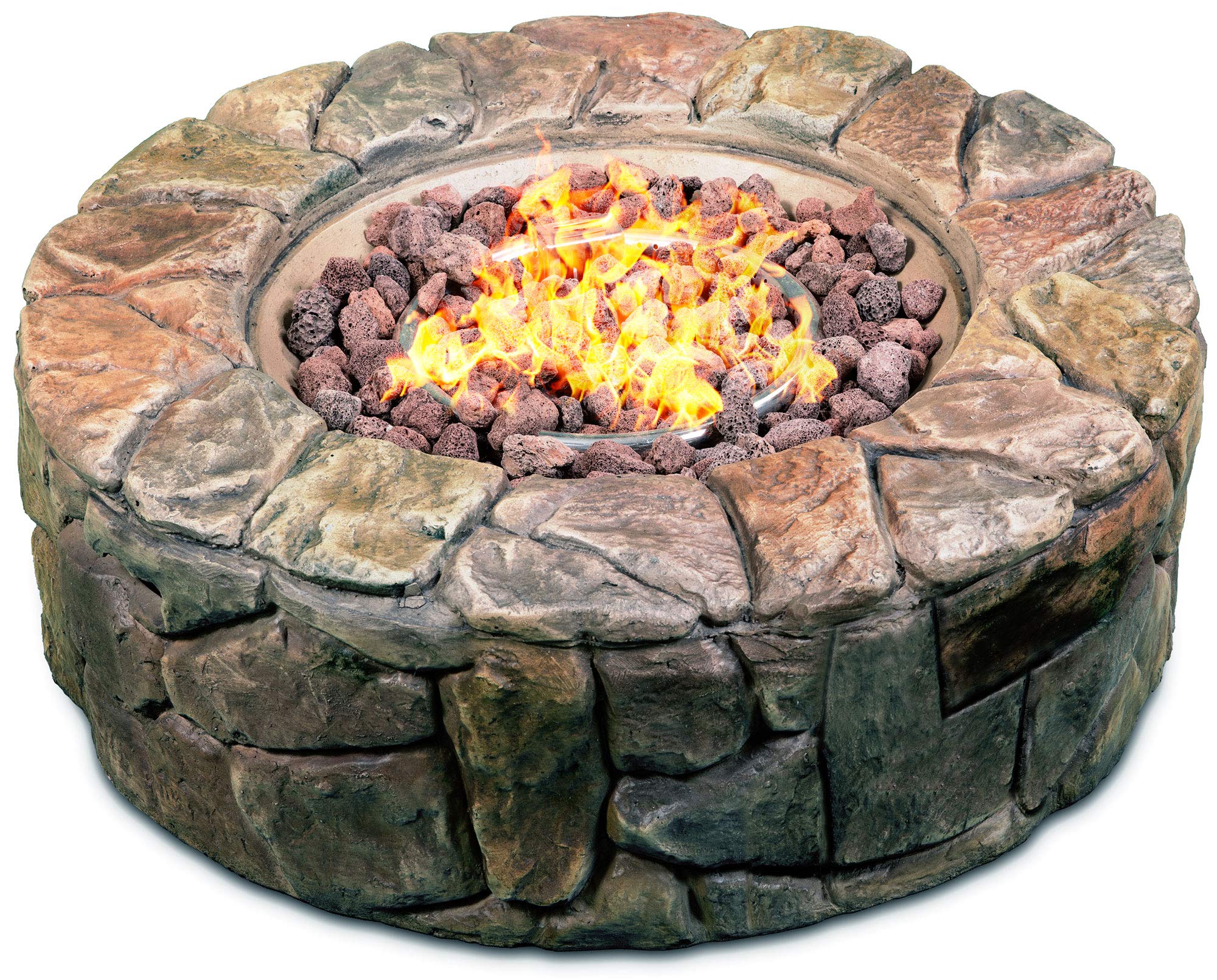 Fireology KALUYA Bronze Lavish Garden & Patio Gas Fire Pit with Eco-Stone Finish – Fully Assembled