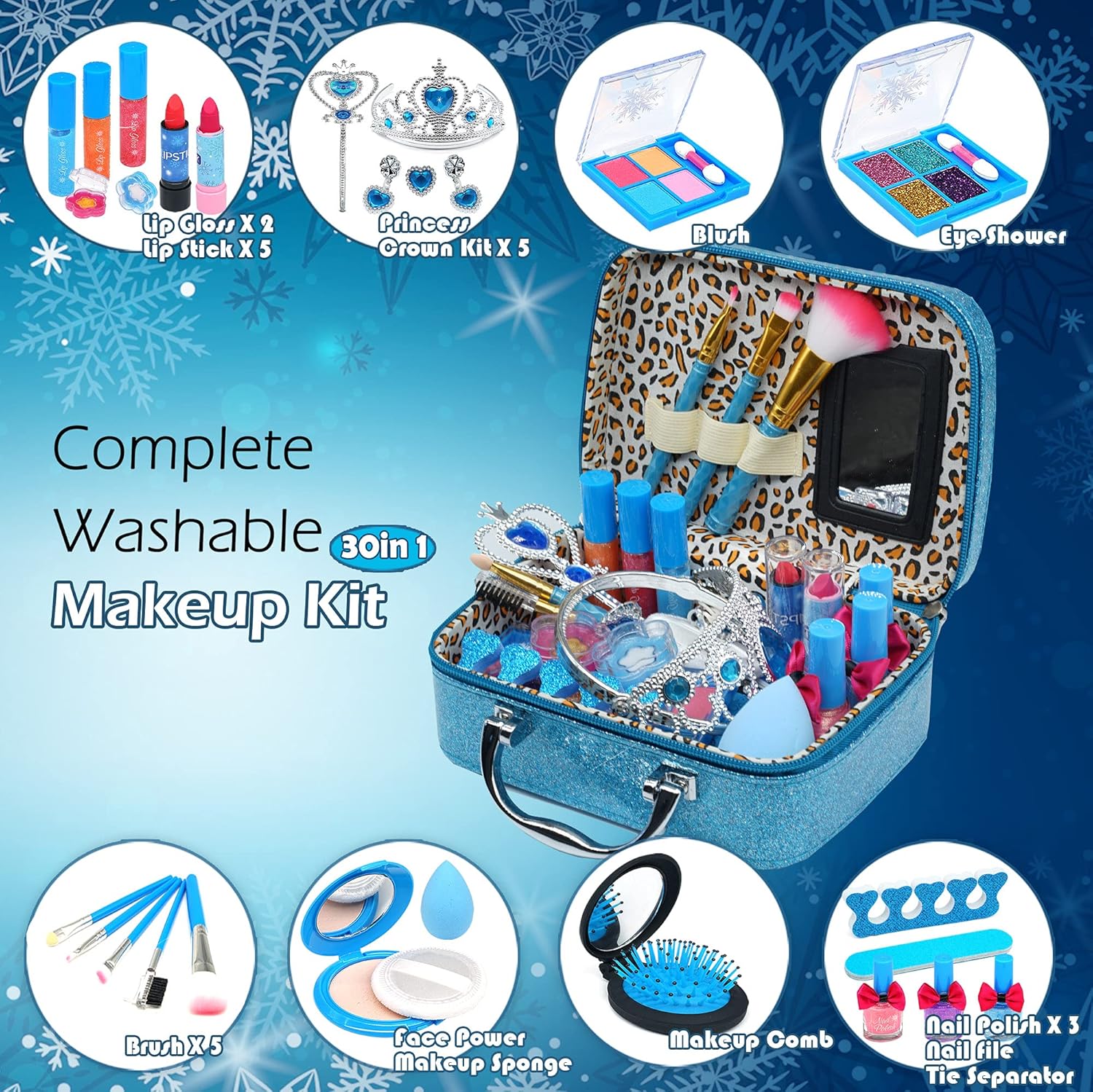 ROKKES Kids Makeup Kit for Girl- Washable Real Make-up Kit Toy for Little Girls, Toddler Make up & Non-Toxic Cosmetic Set, Play Pretend Dress Up Starter, Age 4 5 6 7 8 Year Olds Child Birthday Gift : Toys & Games