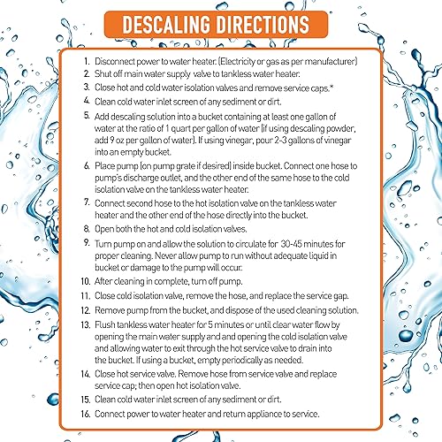 Miniatura 7 de Chromex Kit de descarga de calentador de agua sin tanque con solución de descalcificación líquida certificada y bomba extra fuerte de 16 HP