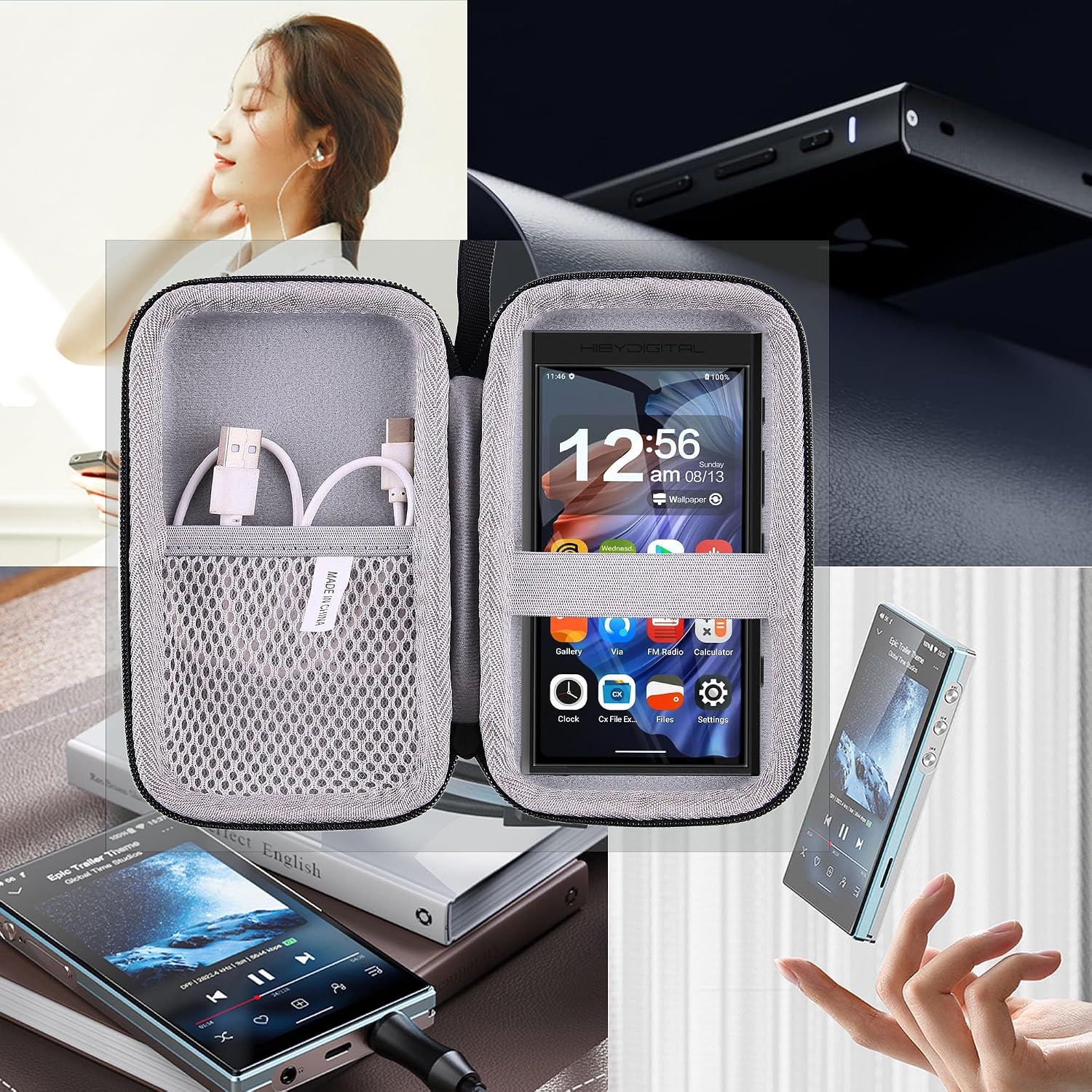 Hard EVA Carrying Storage Case Compatible with HiBy R4/R5 Gen 2/R6 gen3/ FiiO M21 /JM21 Portable Music Player MP3 Walkman Protective Travel Storage Box