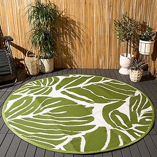 Dreamscene Outdoor Rugs for Garden Palm Tree Leaf, Green Rou
