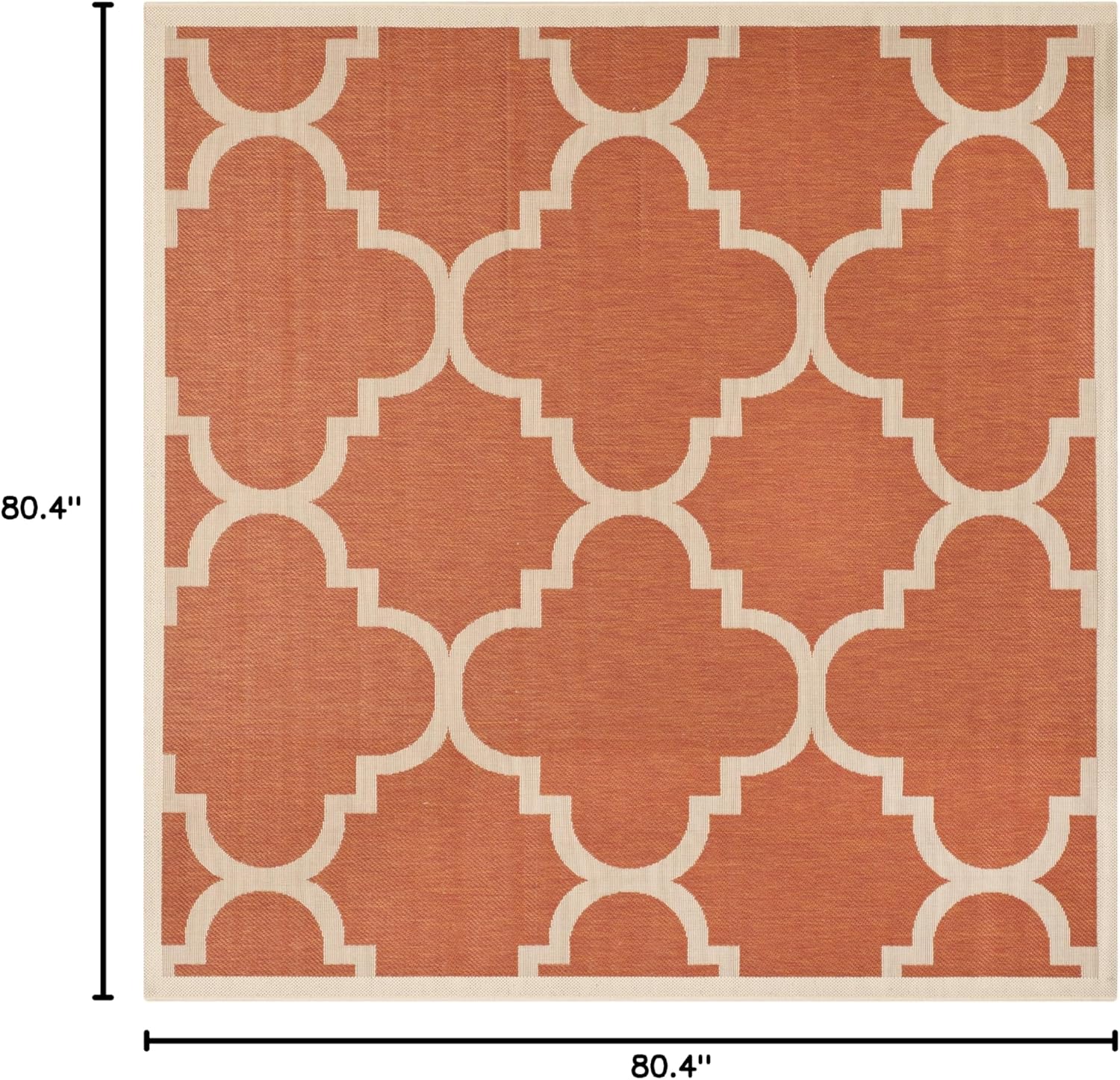 SAFAVIEH Washable Rug Outdoor Courtyard Collection - 6'7" Square, Terracotta, Non-Shedding & Easy Cleaning, Ideal for Patio, Backyard, Mudroom (CY6243-241)