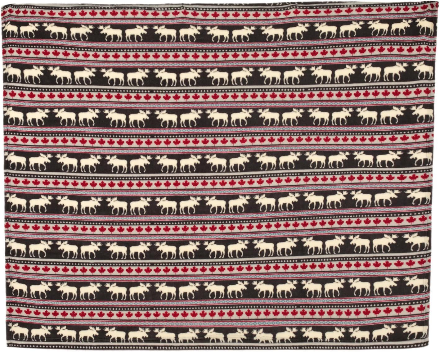 Baby Blanket Throw Xmas Moose Maple Leaf Pattern Grey Background Soft Lightweight Coral Fleece 250GSM 50 x 60