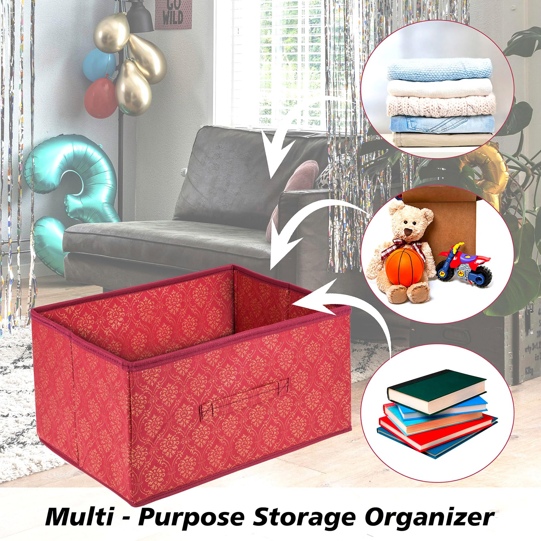 Kuber Industries Paquete de 4 cajones | Organizador de ropa plegable | Contenedor de almacenamiento para ropa | Organizador de armario para libros y juguetes | Caja de almacenamiento de armario con