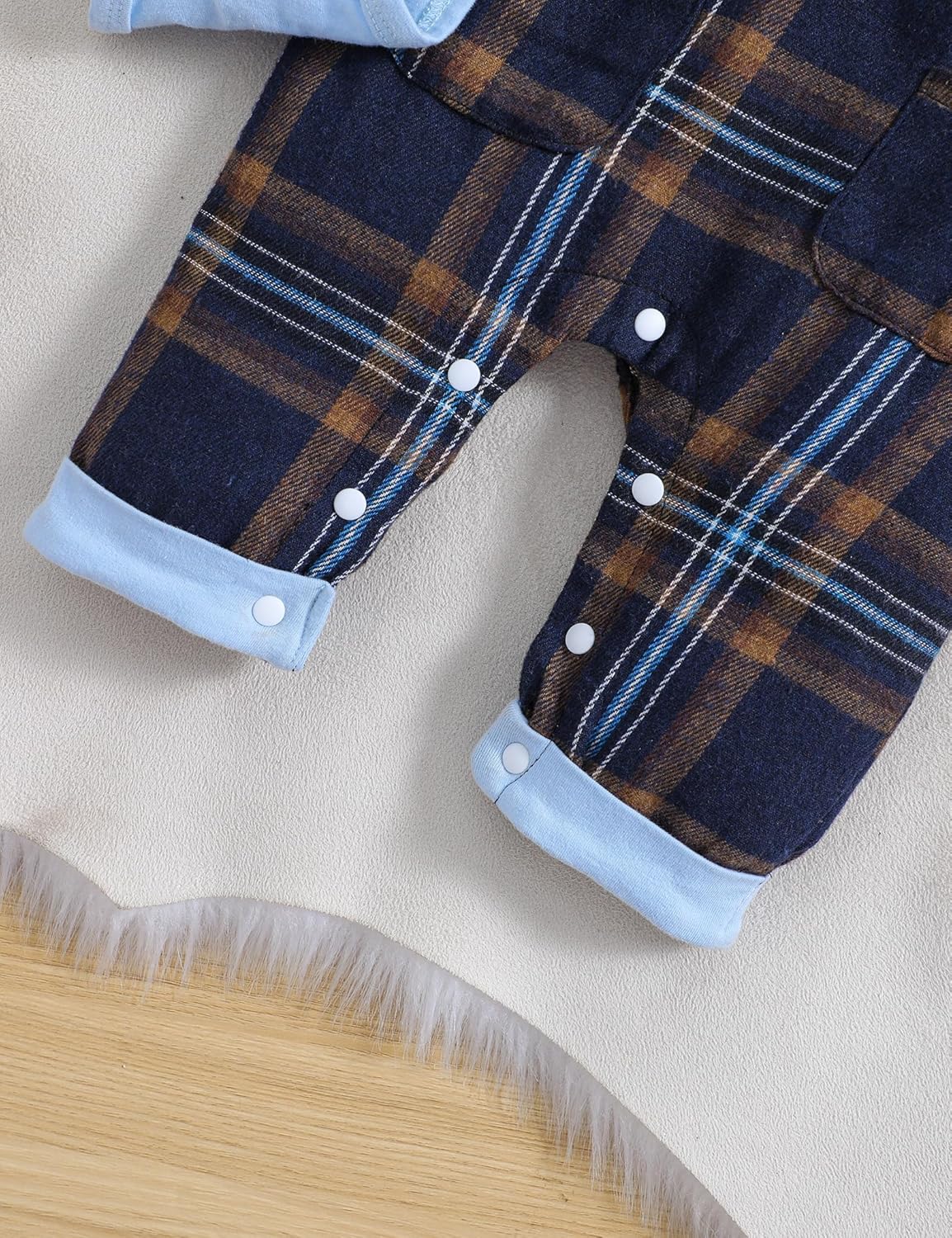 Set Neonato 2 Pezzi - Body A Manica Lunga E Salopette A Quadri, Cotone Morbido, Taglie 70-100 - Foto 13