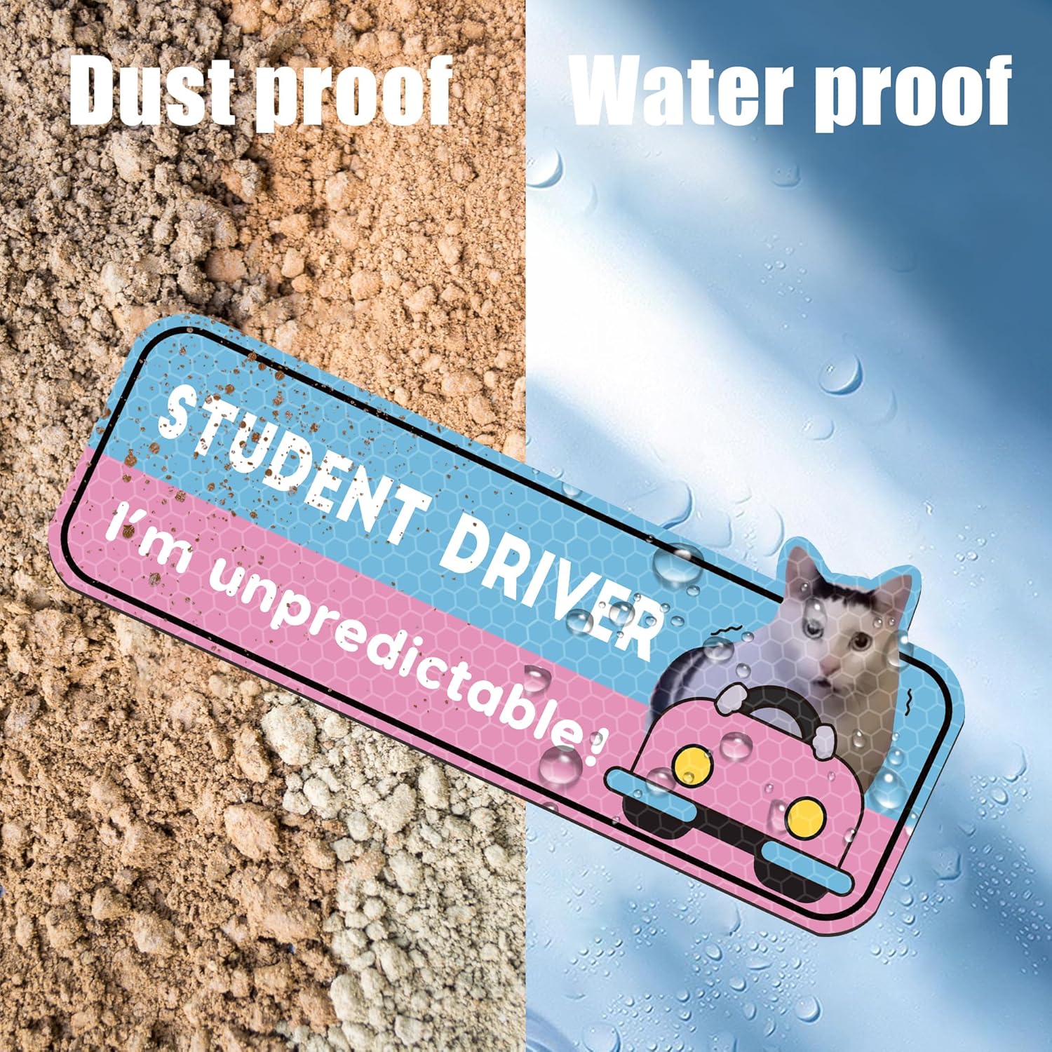 CNhoqc New Student Driver Magnet - 4pcs Cute Shivering Cat Please Be Patient Student Novice Driver Magnetic Reflective Bumper Sticker Safety Attention Signs Reusable Movable Car Magnet Safety Warning - Image 5