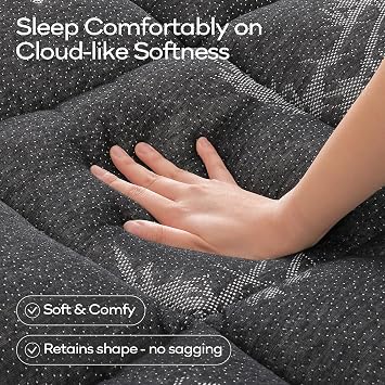 OLANLY Queen Bamboo Viscose Cooling Mattress Topper, Dark Gray | Soft Quilted Comfort, Pillow Top Mattress Pad, Plush Down Alternative Fill, Machine Washable, Deep Pocket Design