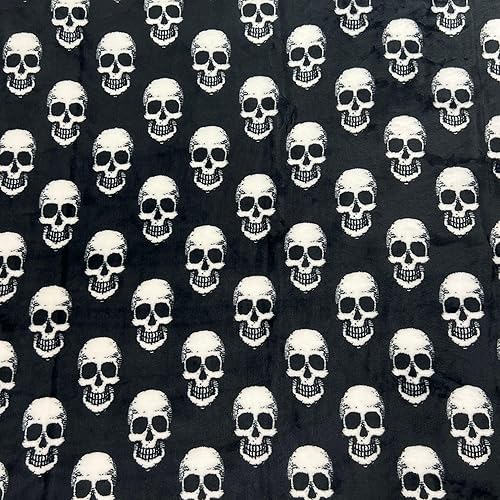 Miniatura 5 de Manta de forro polar de Halloween calaveras blancas sobre terciopelo negro suave extra grande 70 x 50 para sofá, cama, sillón o dormitorio