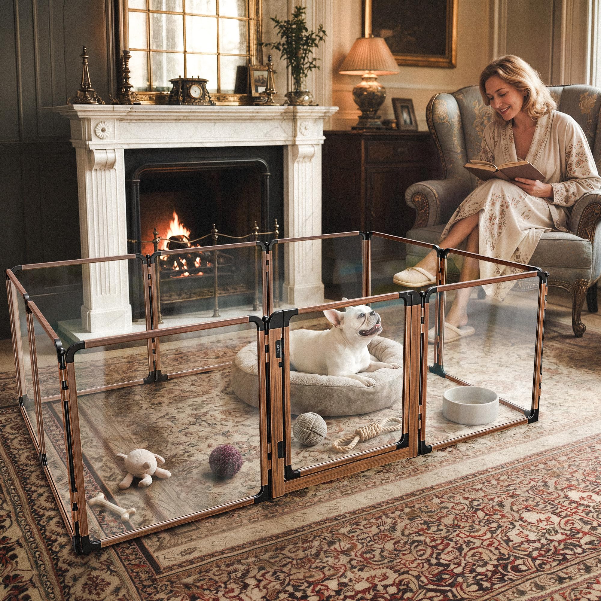 FXW AuraSpace Pro Clear Acrylic Indoor Dog Playpen, 24" H, 10 Panels