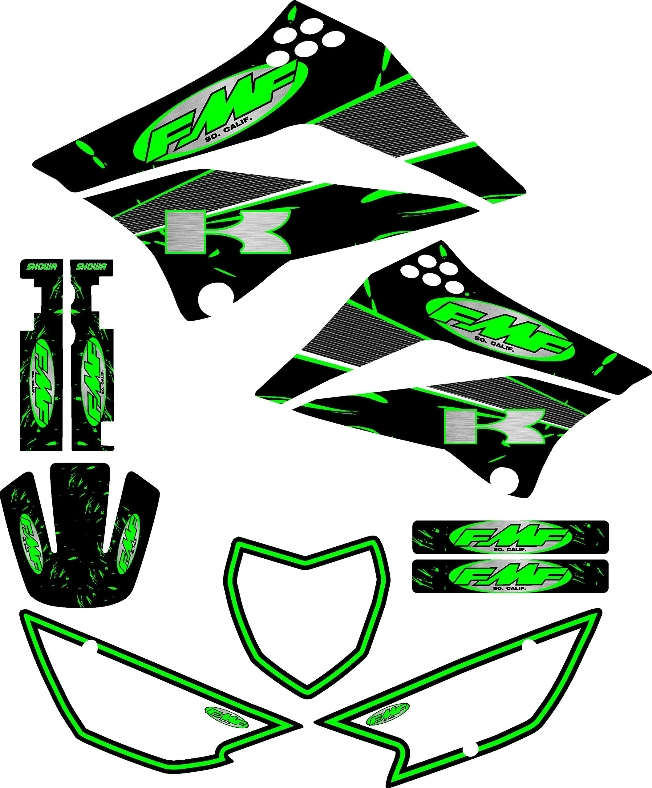 FMF Exhaust Graphics Compatible with KLX110 2010-2025 Graphic Kit Sticker KLX110 Green