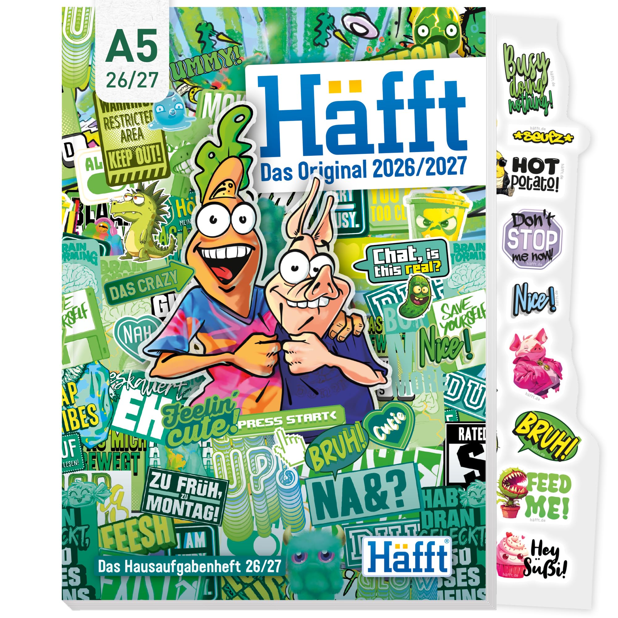 Häfft Original Hausaufgabenheft 2026 2027 A5 "Stickermania"