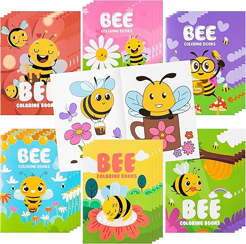 24 libros para colorear de abejas para niños, recuerdos de fiesta, libro de dibujo artístico con flor de panal de abeja, animal de insectos para