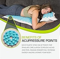 Vista 3 de ProsourceFit Ki Acupressure Mat and Pillow Set with 100% Natural Linen for Back/Neck Pain Relief and Muscle Relaxation Natural Aqua