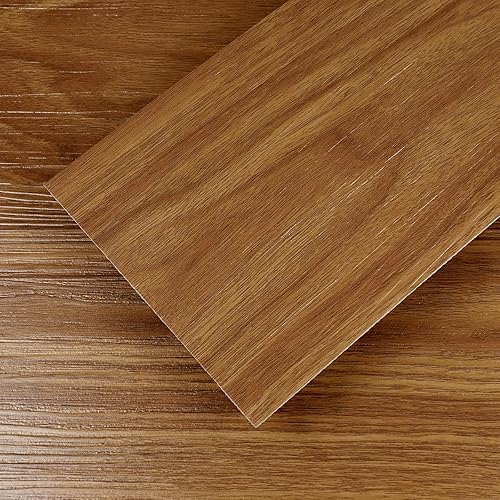 Light Brown Peel and Stick Floor Tile 36-Pack 54 Sq.Ft Luxury Thicken Vinyl Wood Plank Self Adhesive Waterproof DIY Flooring for Bedroom Bathroom Living Room