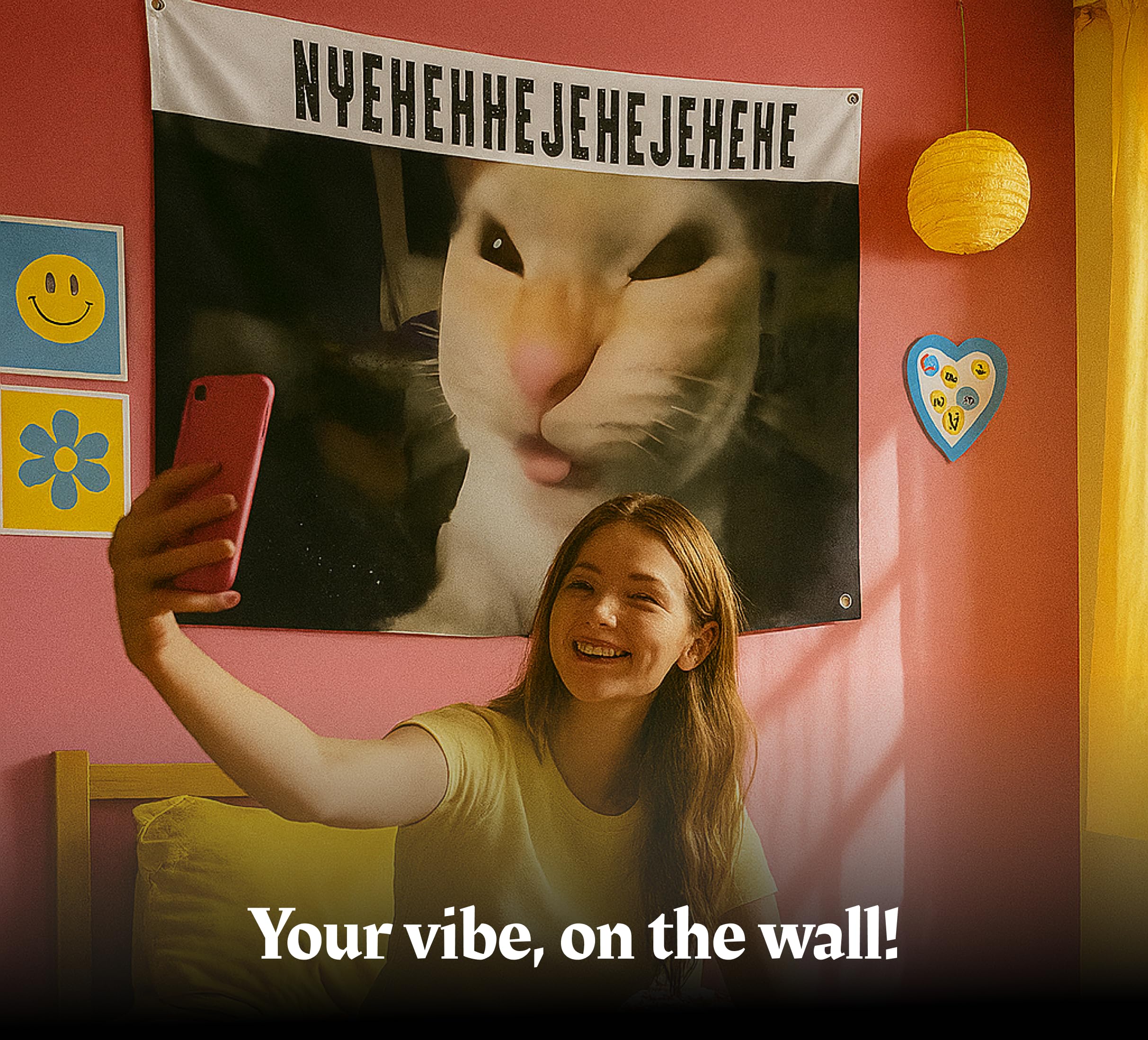 Katzen-Meme-Flagge 90x150 Cm – Aus Polyester, Mit 4 Messingösen, Für Drinnen & Draußen