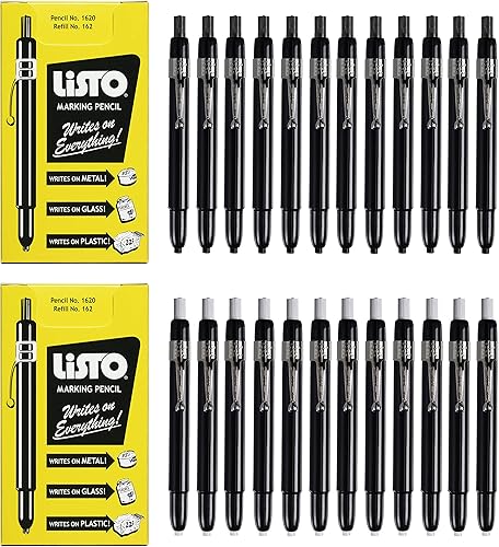 Listo Lápices de grasa, marcadores de porcelana, lápices de cera, paquete de marcadores en blanco y negro, 12 marcadores cada uno