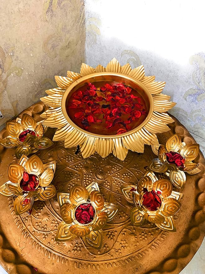 Buy Agaas Enterprises Beautiful Metal Lotus/Urli /Uruli urli/Bowl For Floating Flower Candles