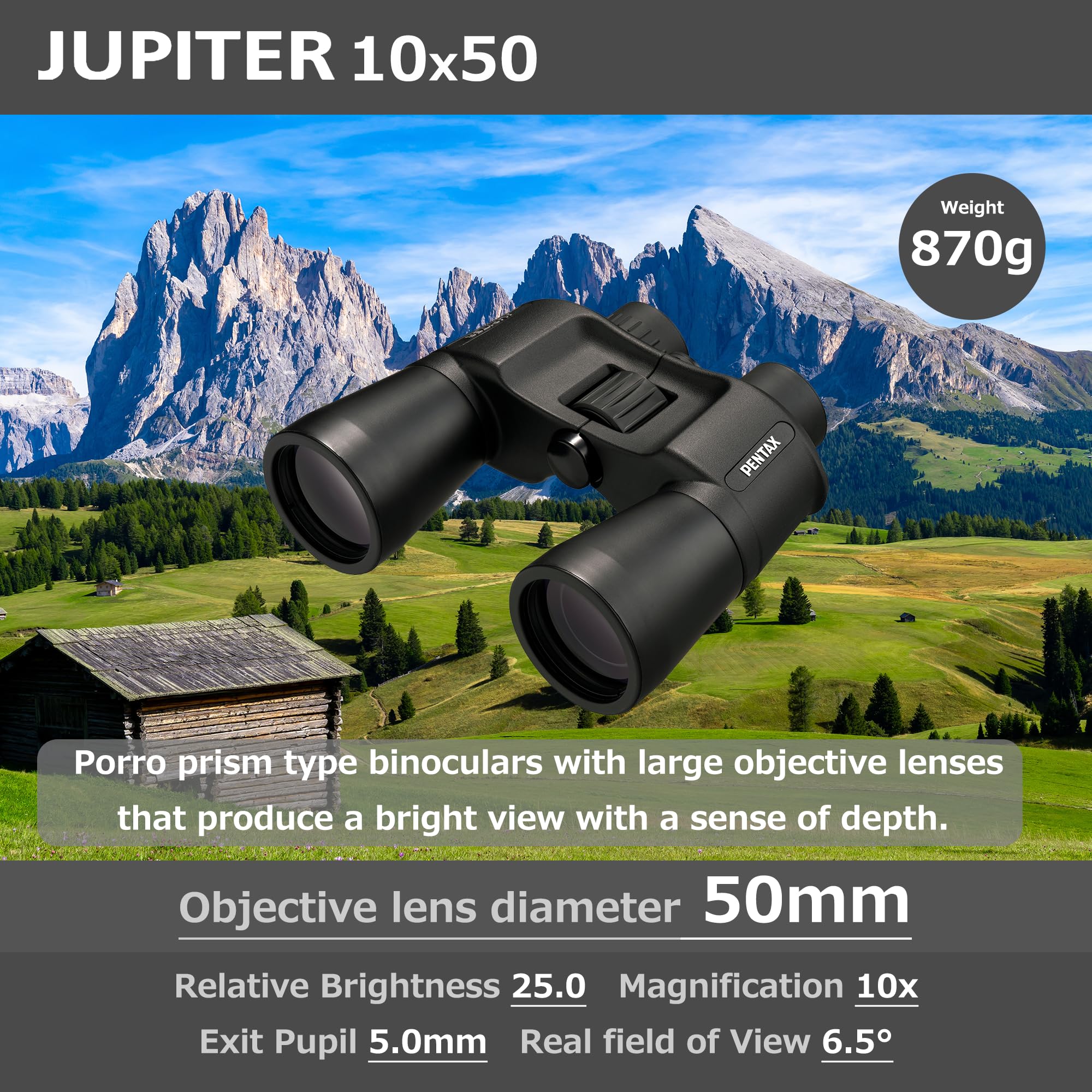 Pentax Jupiter 10x50 Noir Jumelles d’Observation Prisme de Porro Grande Ouverture | Provenance France. Emballage securisé. Livré avec Facture dont TVA.