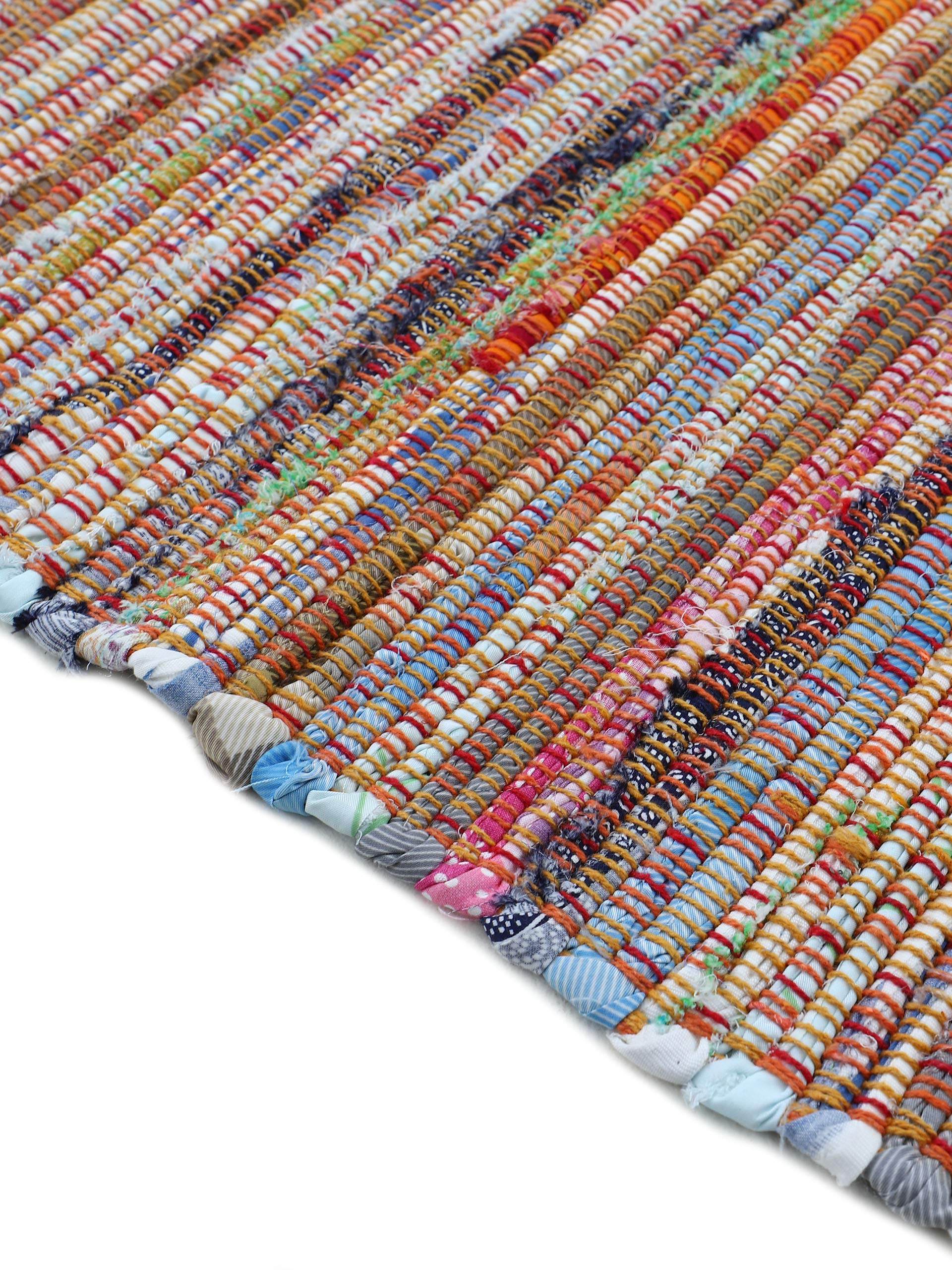 carpetfine Tappeto a tessitura Kilim Chindi Arancio 140x200 cm | Tappeto moderno per soggiorno e camera da letto