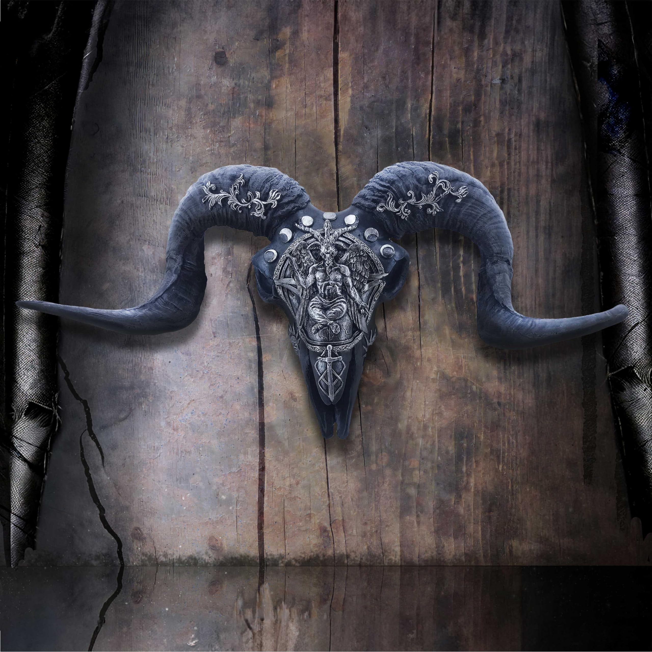 Nemesis Now Placca da parete con teschio della venerazione di Baphomet, 53 cm, in resina, da appendere, con teschio di baphomet, decorazione mitica a forma di teschio di capra, fusa in resina di alta