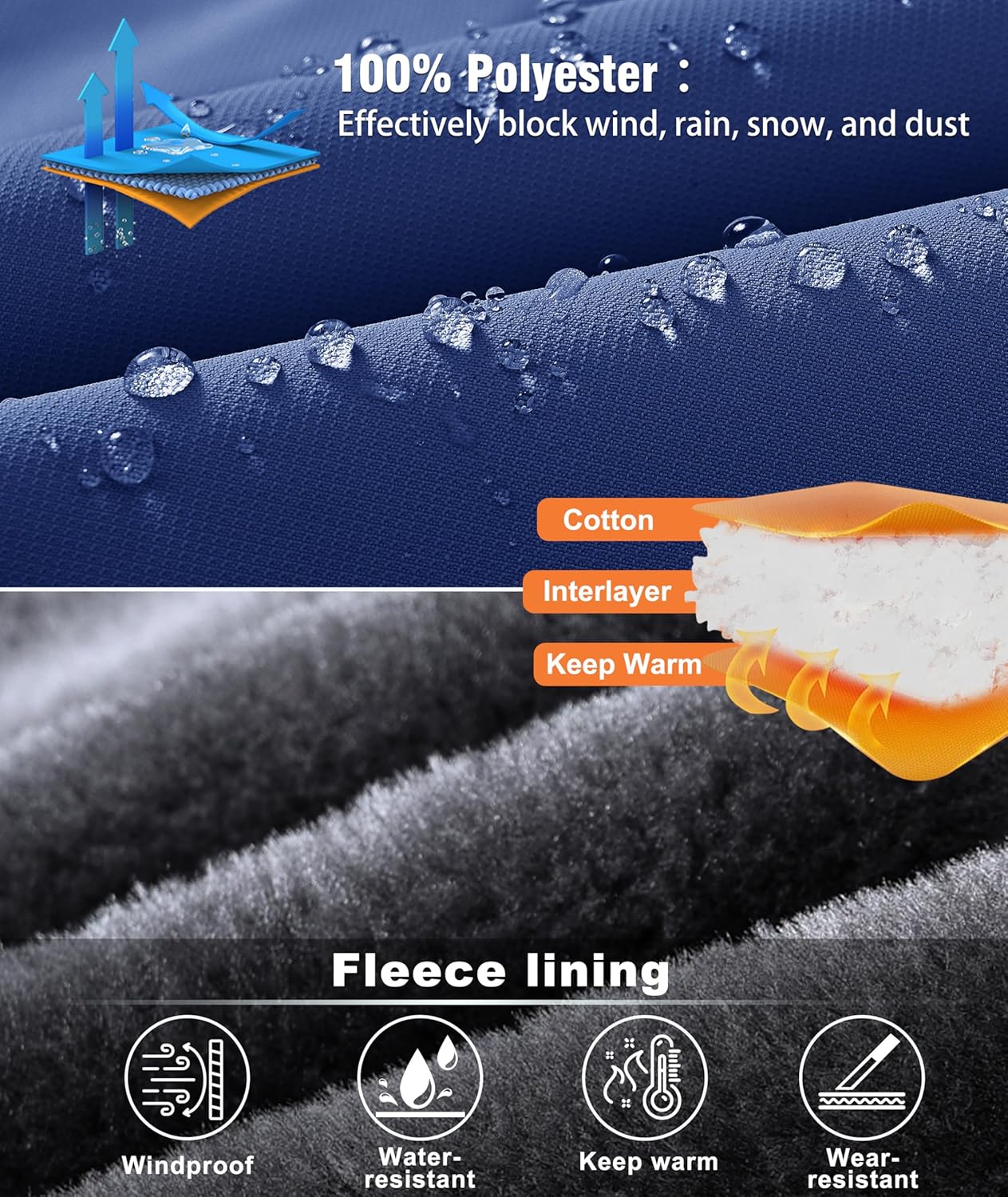 Kids Winter Jackets Warm Fleece Waterproof Snow Jacket with Zipper Pockets Detachable Hood - Image 6