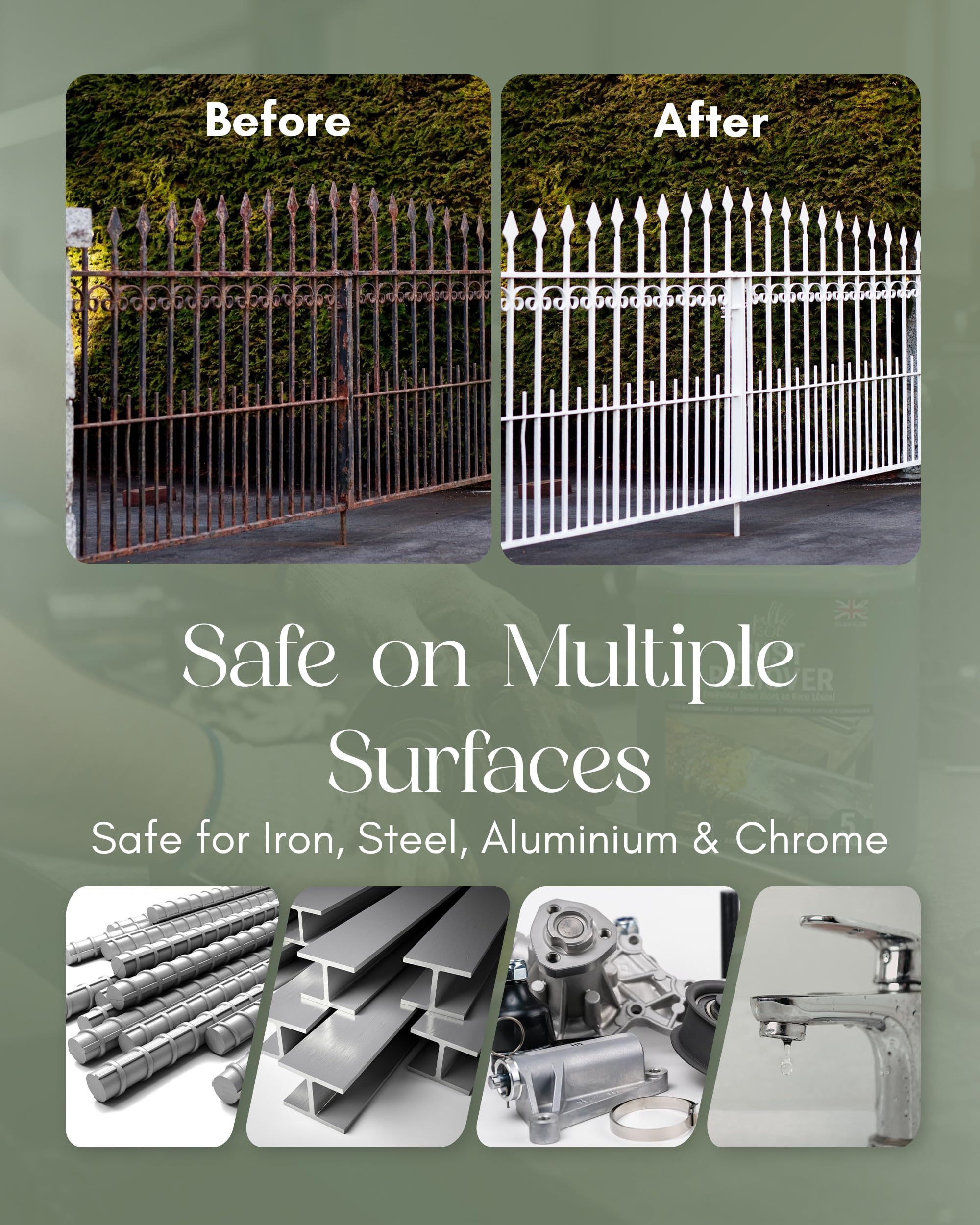 Pelle & Sol Rust Remover Solution Ready to Use – Heavy Duty Rust Remover for Metal, Iron, Steel, Aluminium & Chrome – Water Soluble Rust Treatment for Indoor & Outdoor Use - 5