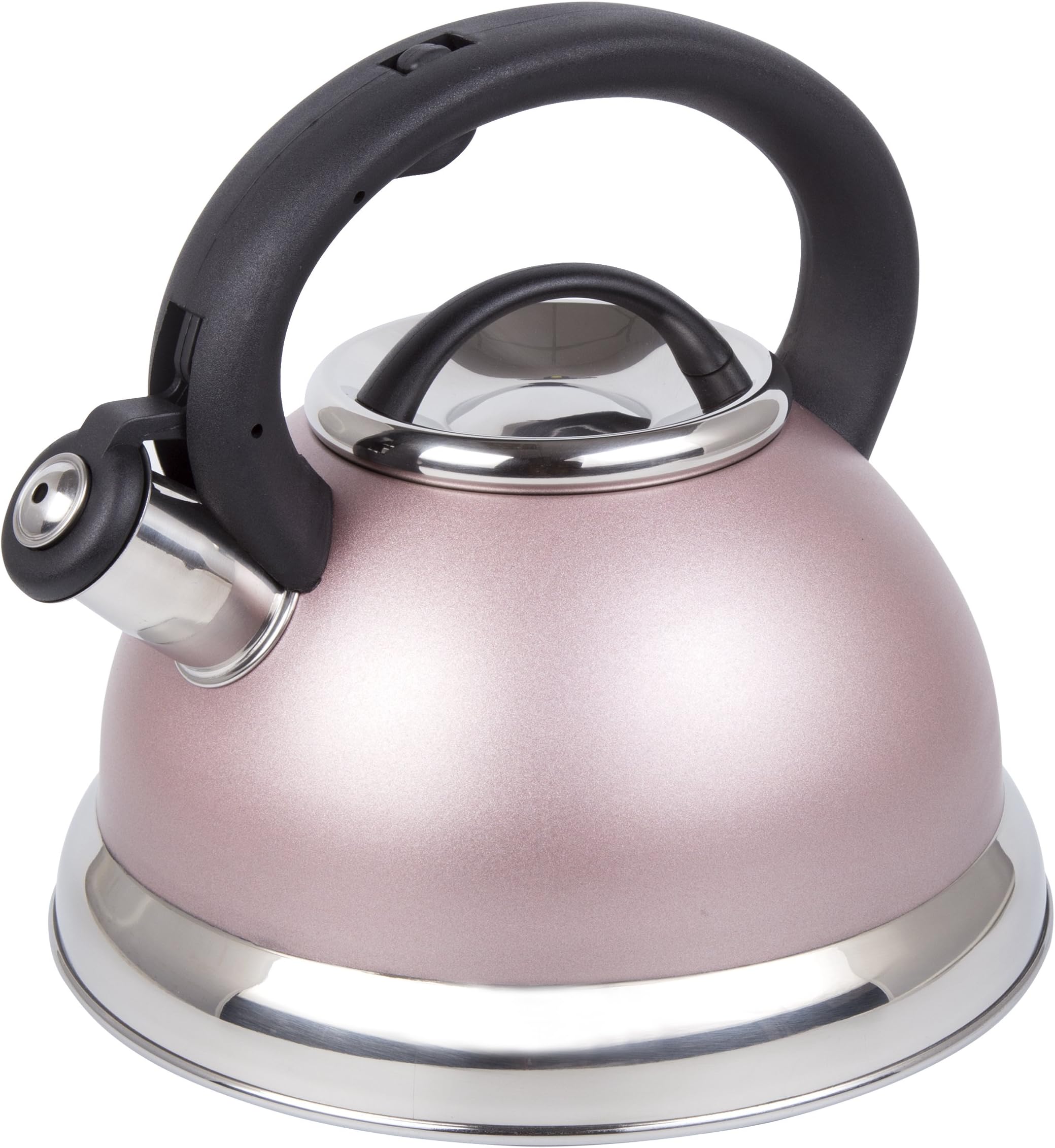 Creative Home77069 Alexa Stainless Steel Whistling Tea Kettle with Aluminum Capsulated Bottom for Quick Heat Distribution, 3.0 Quart, Rose Gold