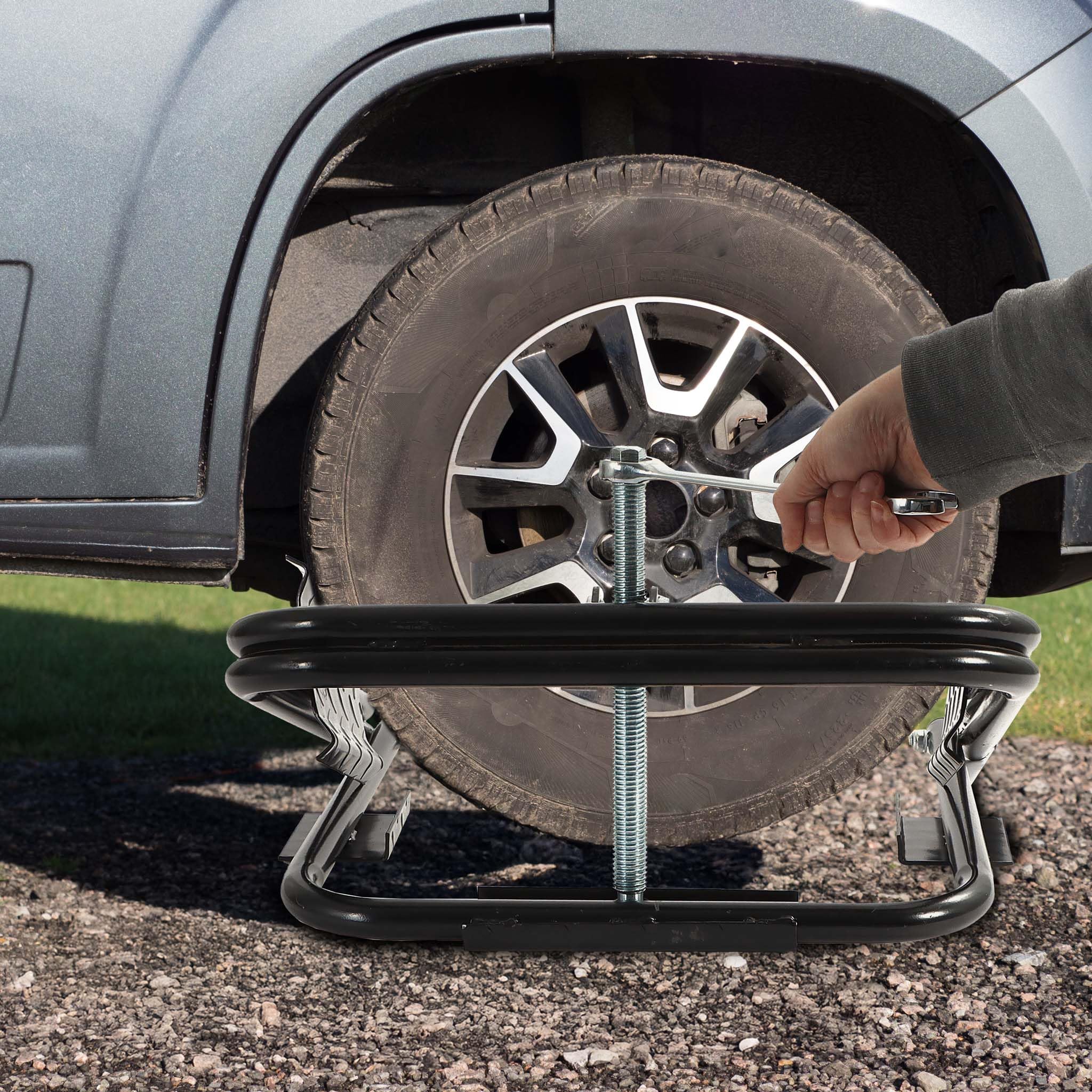 Wiltec Nivelador para caravanas y autocaravanas hasta 1360 kg Adecuado para neumáticos de 13, 14 o 15 Pulgadas, Ideal para Camping y Viajes, Gato de Acero Resistente