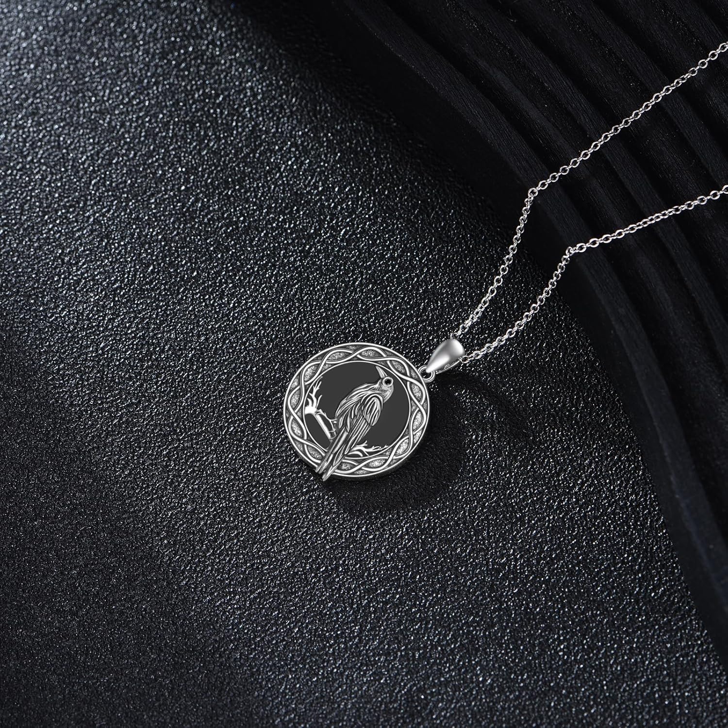 YAFEINI Raven Necklace 925 Sterling Silver Black Onyx Raven Pendant Necklace Vintage Halloween Crow Necklace Jewelry Gifts for Women Men - Image 4