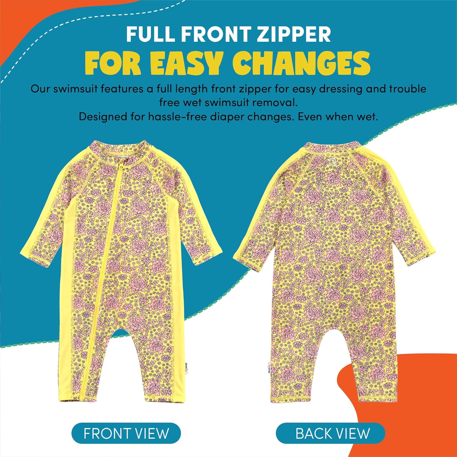 SwimZip Girls' Long-Sleeve UPF 50+ Swimsuit for Baby, Toddler, & Little Girls - Image 4