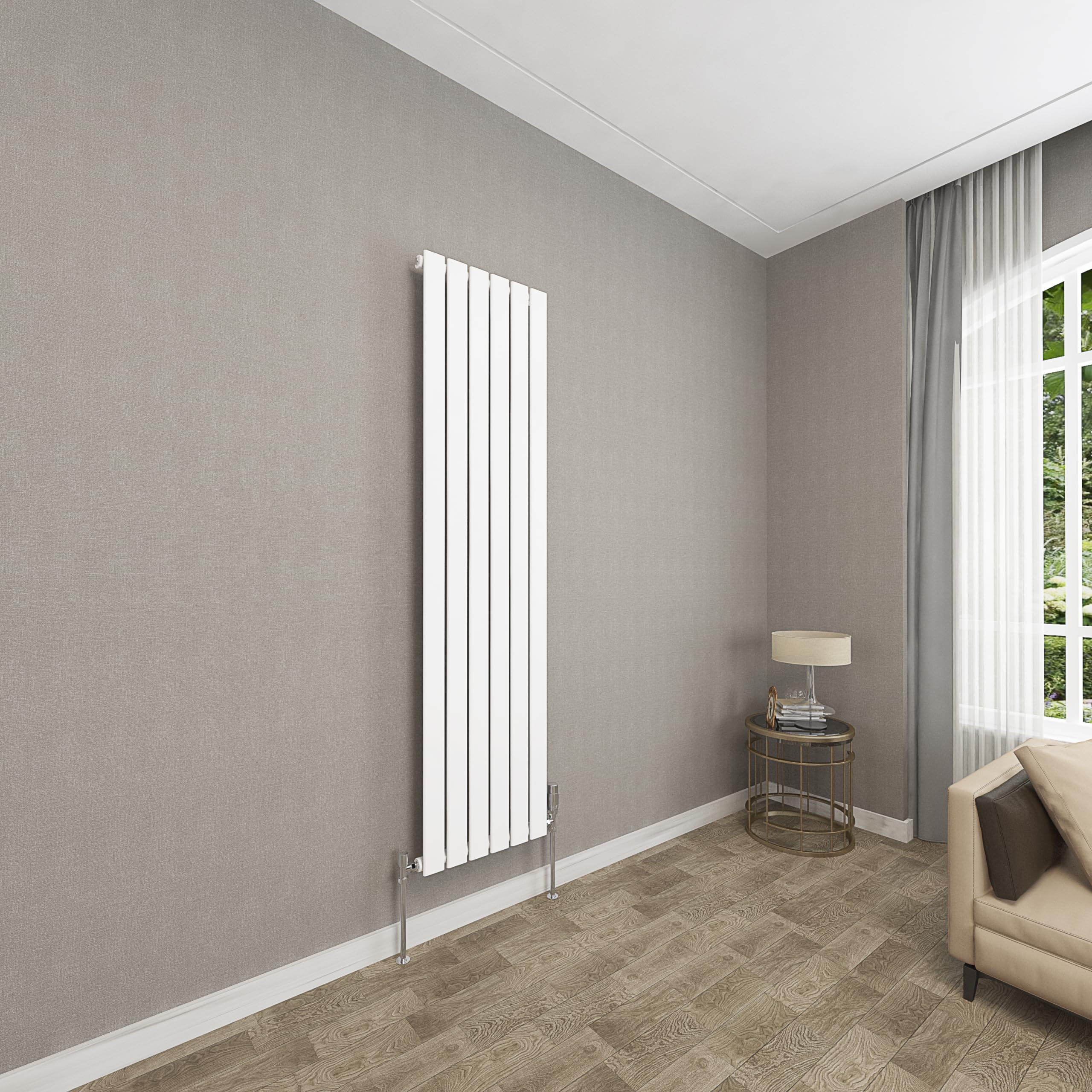 Sky bathroom | 1600x408mm Vertical Designer Radiators White Flat Panel Single Panel Central Heating Radiator