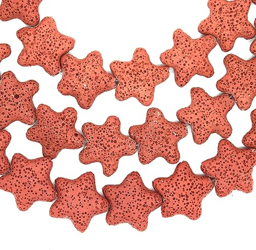 Miniatura 3 de Cuentas de lava estrella, cuentas de roca de lava roja natural, 1.063 in x 0.984 in