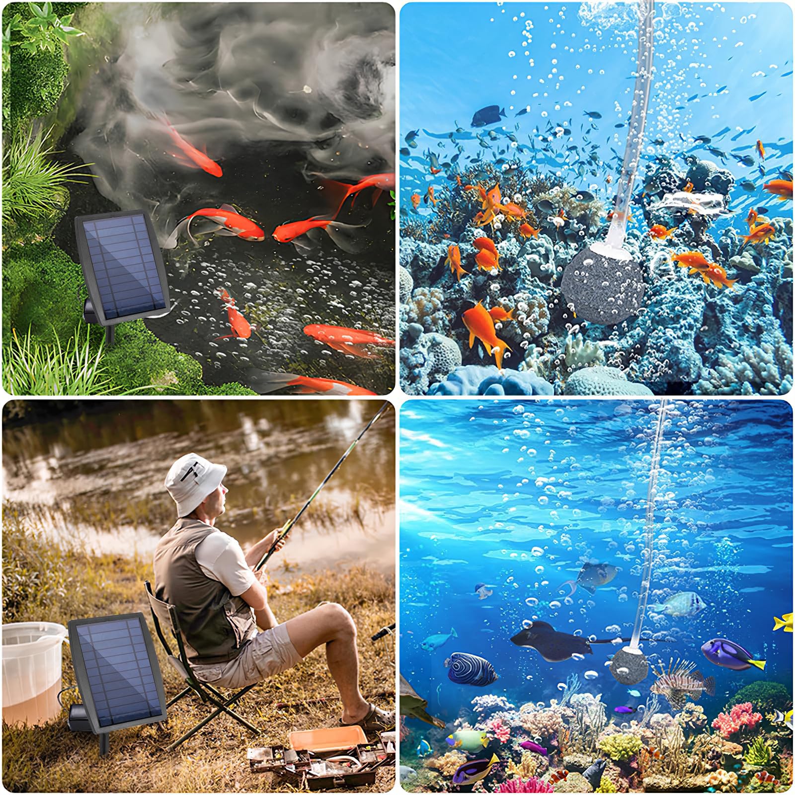 Bomba De Oxígeno Solar, 2,5 W, 6 V, Aireador Solar Para Estanque, 3 Modos De Trabajo, Con Batería De 2200 mAh, Silenciosa Y Ajustable, Para Acuario, Color Negro