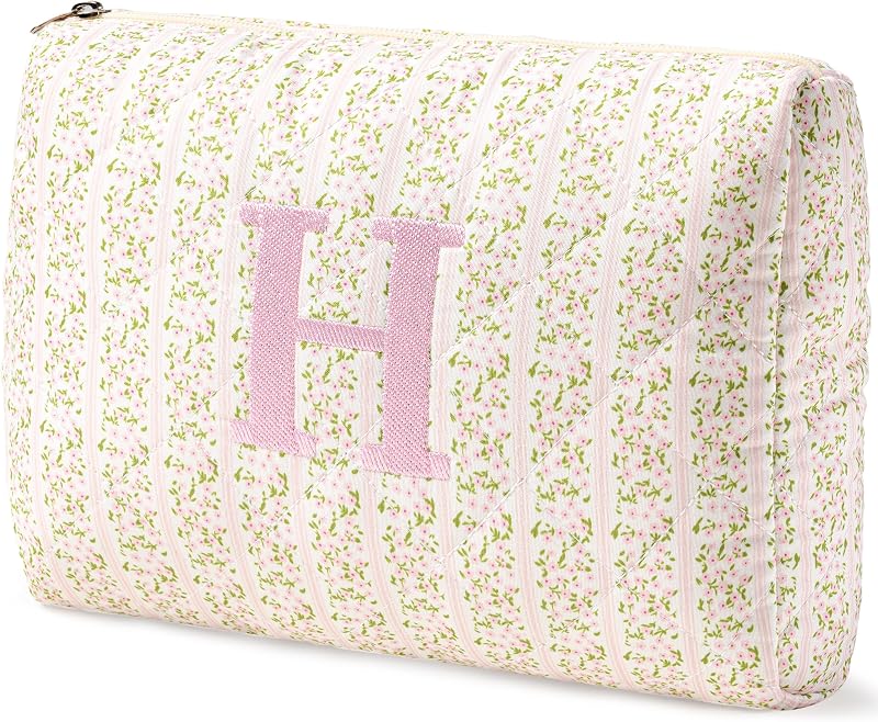 Necessaire de maquiagem HBselect com estampa floral rosa, modelo H, 1 unidade
