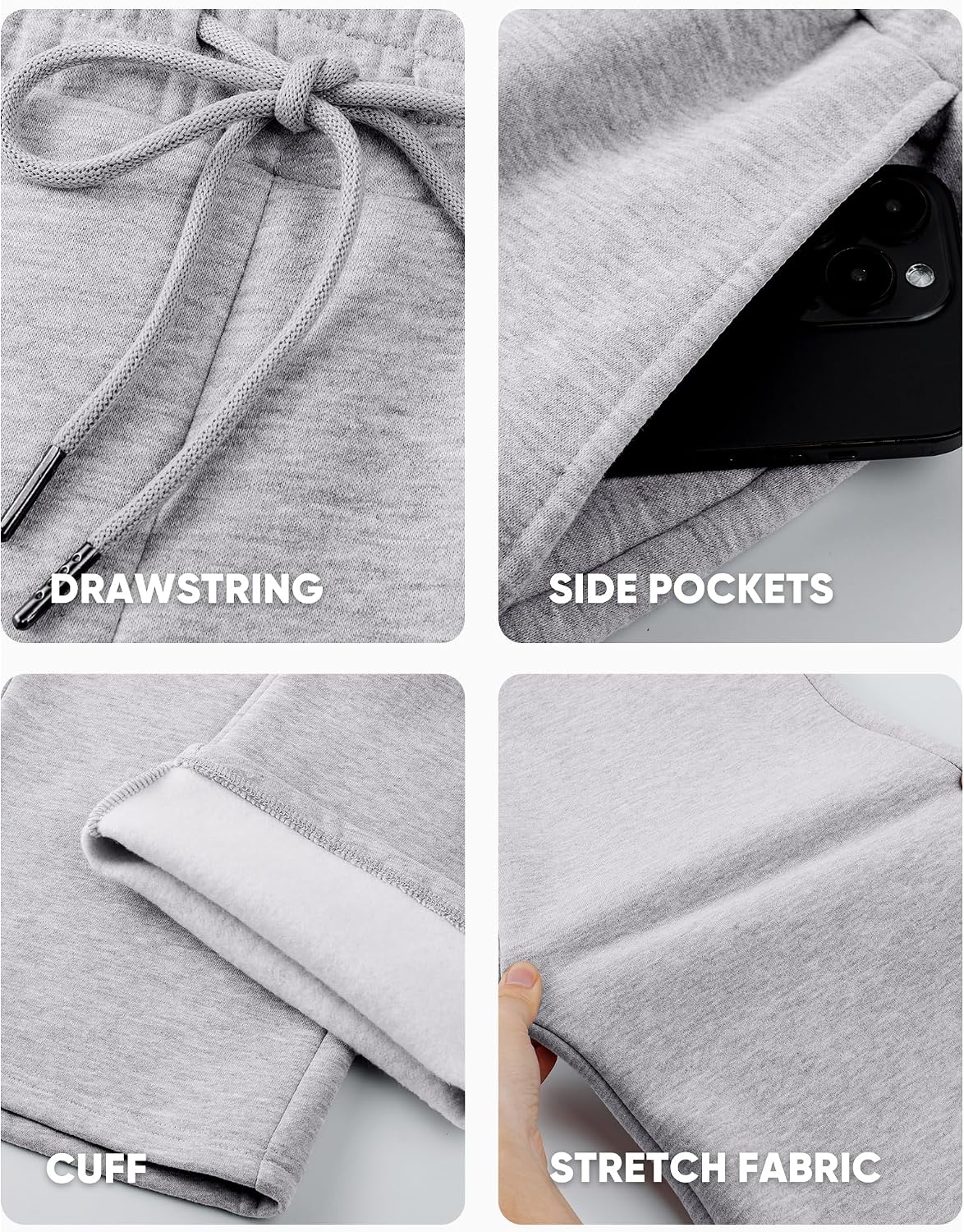 JMIERR Men's Fleece Baggy Sweatpants Wide Leg Barrel Sweat Pants Lightweight Travel Pants Streetwear with Pockets