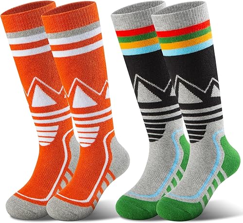 Miniatura 9 de YOVOHARI Calcetines de esquí para niños 2 pares3 pares de calcetines de nieve gruesos y cálidos para niños y niñas esquí snowboard