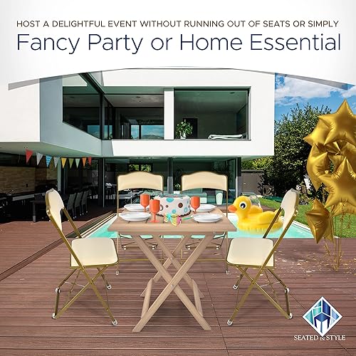 Miniatura 4 de Sillas plegables con asientos acolchados, paquete de 4, sillas plegables con marco de acero de alta resistencia, silla plegable de metal para