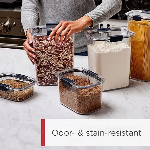 Miniatura 4 de Rubbermaid Brilliance - Recipiente para almacenar cereales con boquilla abatible, aptos para lavavajillas, diseño transparente con color azul, 32