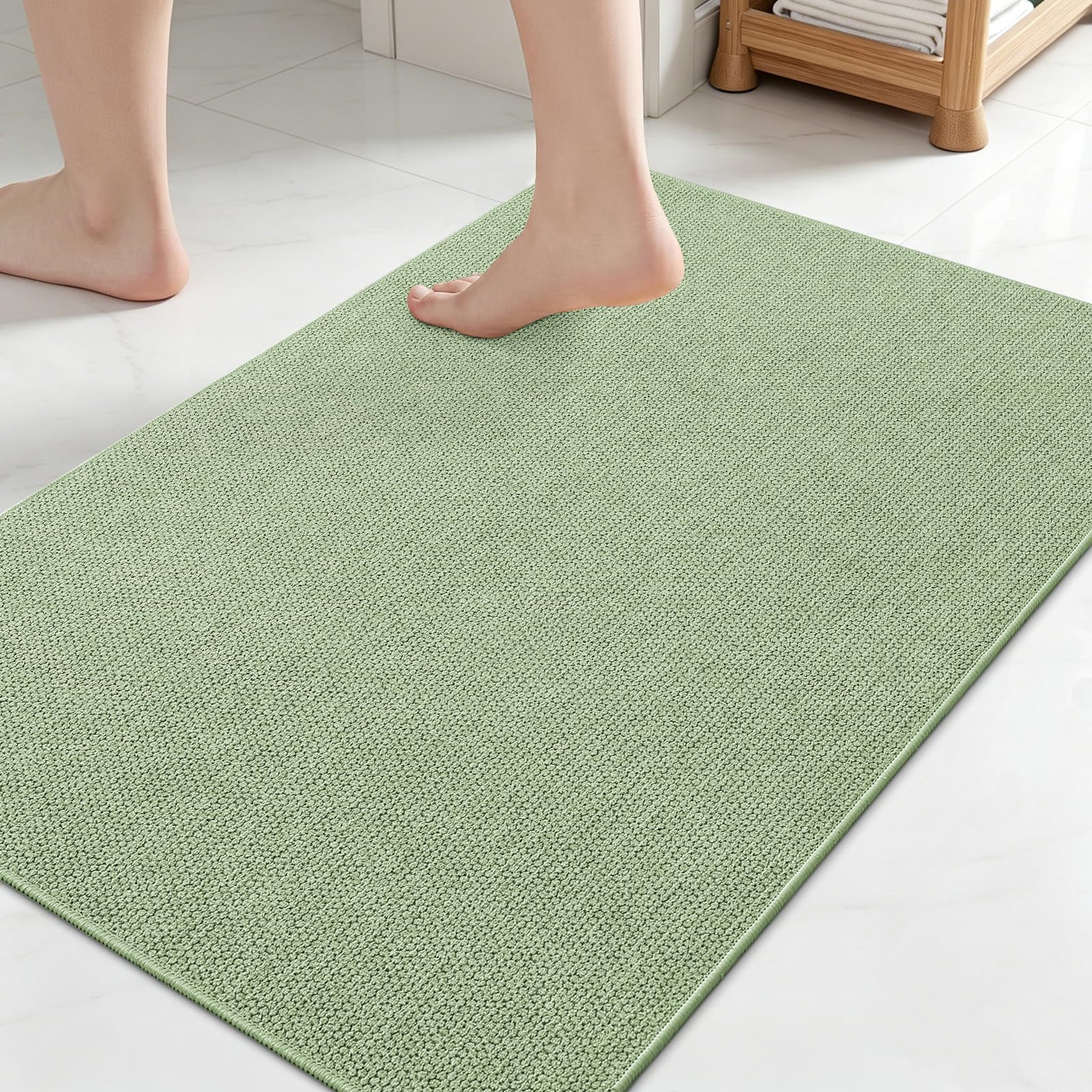 Smiry Ultra Thin Bath Mat 27x17, Non Slip Rubber Washable Bathroom Rugs