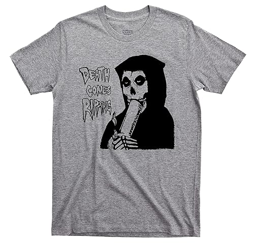 Grim Reaper T Shirt Death Comes Ripping Bong Tee (XXXL, Sport Gray)