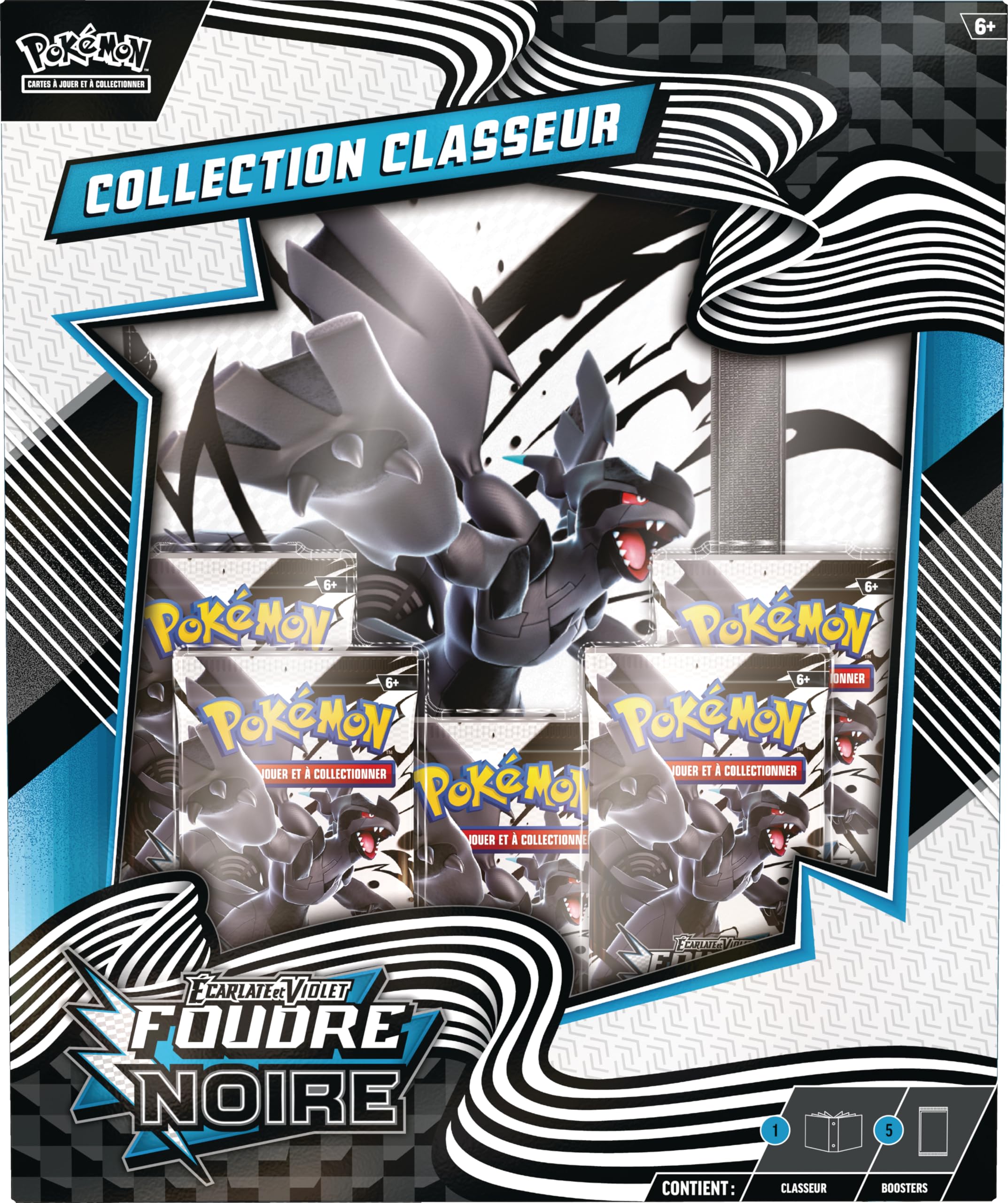 Pokémon : Collection classeur Écarlate et Violet – Foudre Noire (classeur Zekrom et 5 boosters) du JCC Pokémon