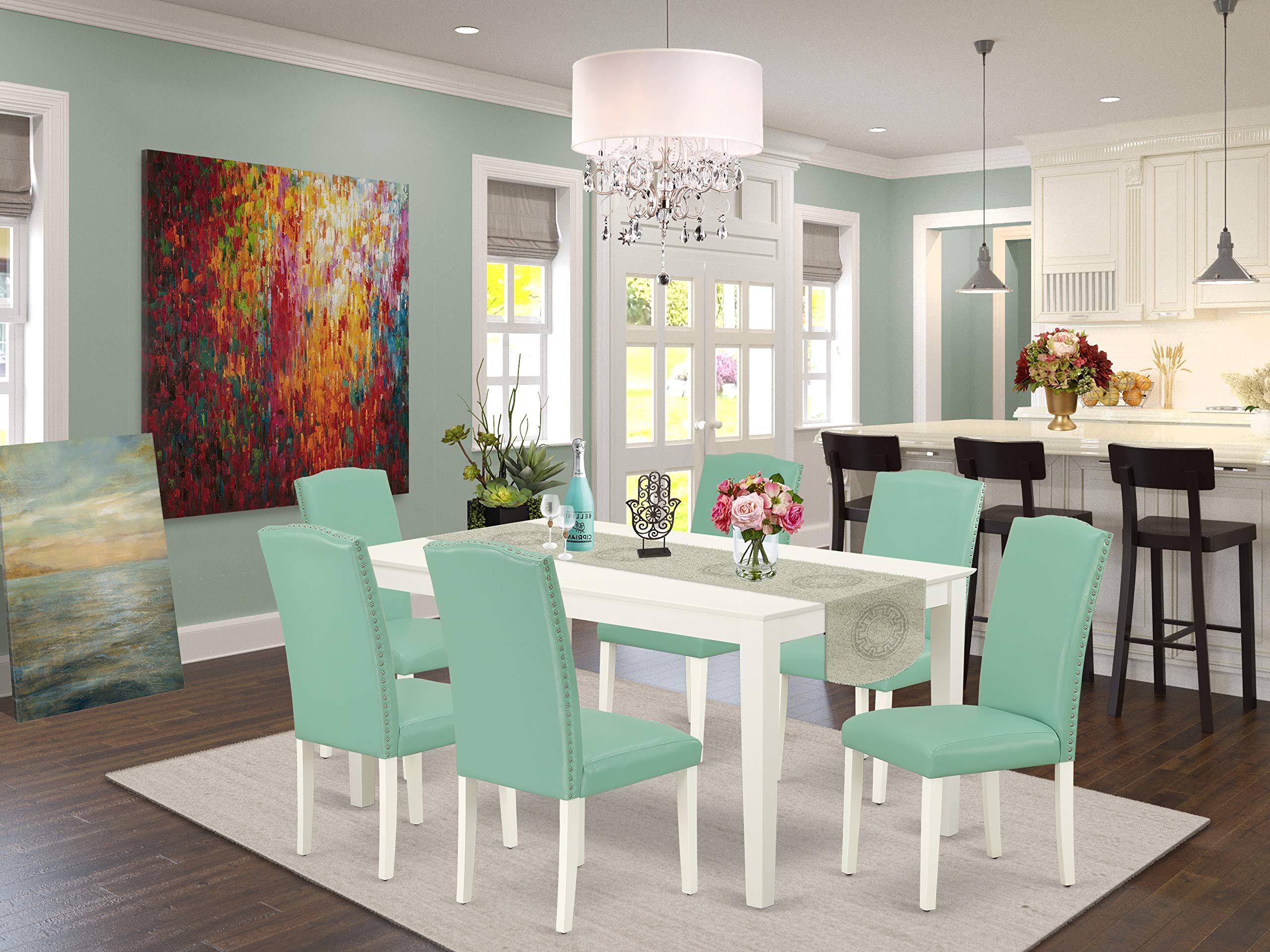 Buy East West Furniture Nook Kitchen Set 7 PiecesPond PU Leather