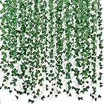 Fake Vines for Room Decor(12 Pack 84 Feet) Aesthetic Artificial Plant Ivy Leaves Hanging Greenery Garlands for Home Bedroom Wall Wedding Christmas Party Office Patio Outdoor Garden Décor