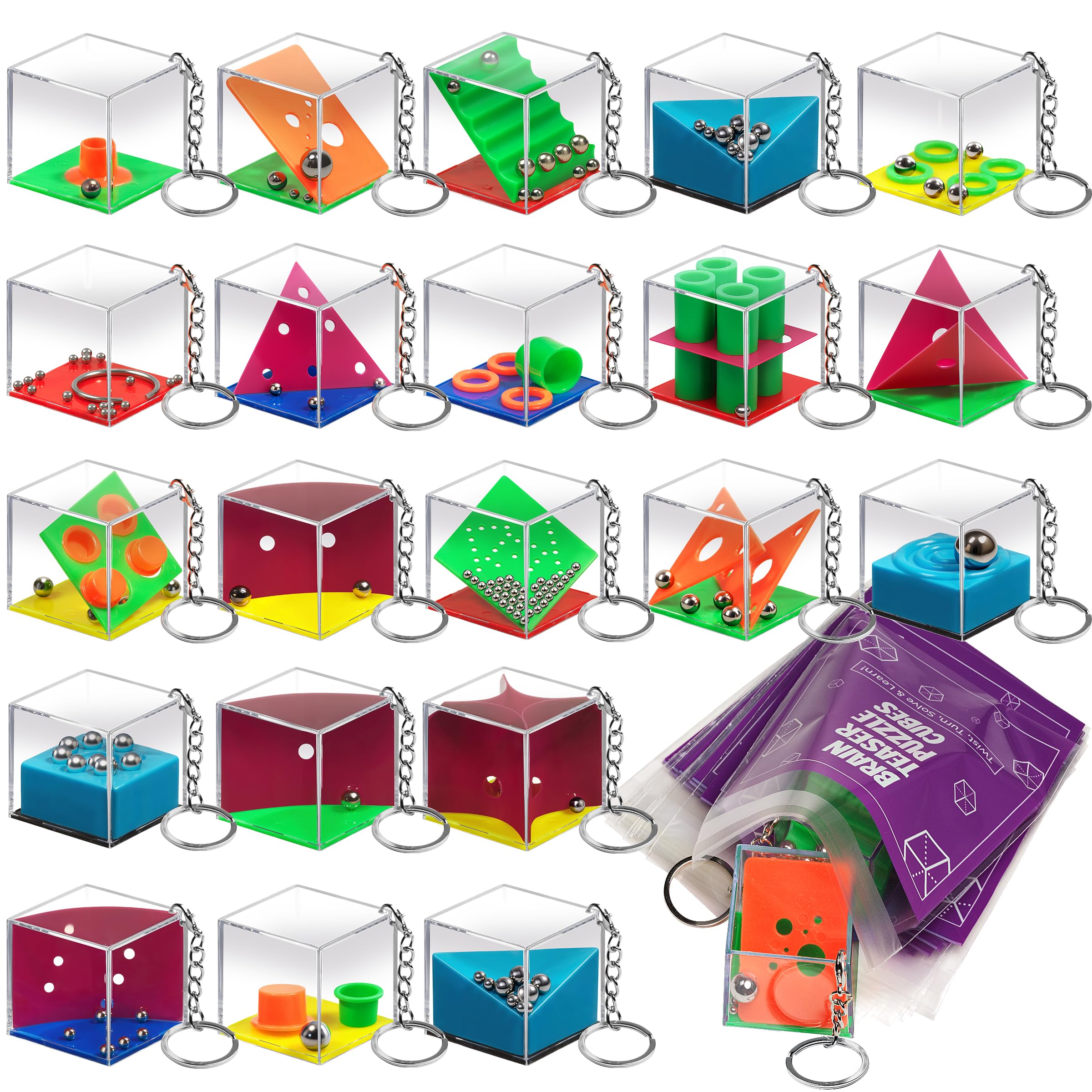 Amazon.com: Brain Teaser Puzzle Cubes Keychains (24-Pack) Mini
