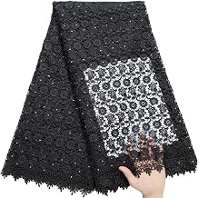 African Lace Fabric 5 Yards, Nigerian Jacquard Embroidery Solid Water Soluble Lace Fabric for Wedding Party Sewing