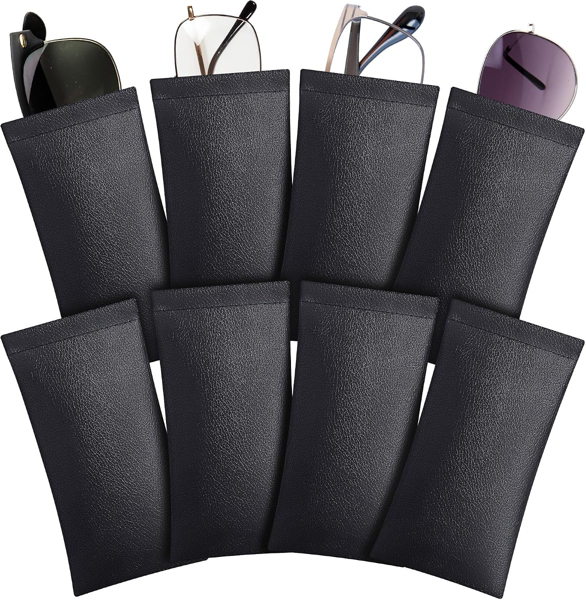 8 Pcs Leather Glasses Case Sunglasses Pouch Eyeglass Case Soft Squeeze Top Portable Travel Glasses Sleeve for Women Men
